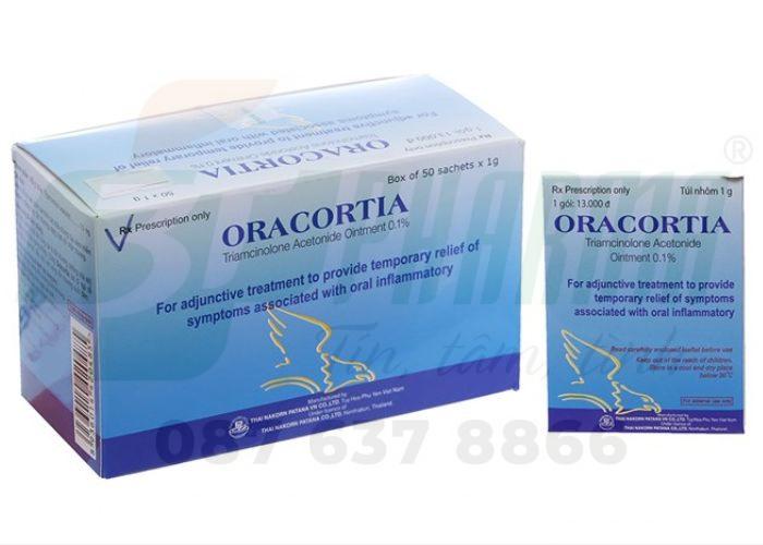 Oracortia là một biệt dược được dùng phổ biến cho người bị nhiệt miệng với hoạt chất chính là triamcinolone acetonide